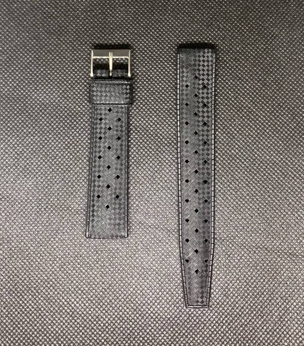 デッドストック 未使用 希少 スイス製 TROPIC トロピック 黒 18 mm ラバーバンド シルバーバックル 1960年代 SWISS MADE