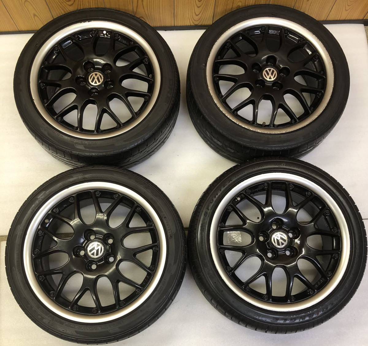 VW純正 BBS RS771つや消しブラック仕様 5穴 4本195/45R16コンパクト 