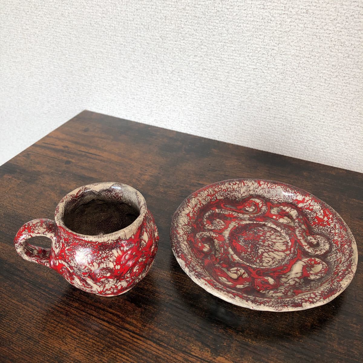 箕面焼 カップ&ソーサー 松田 箕山 造 珈琲椀皿 箕面焼 造 松田 希少