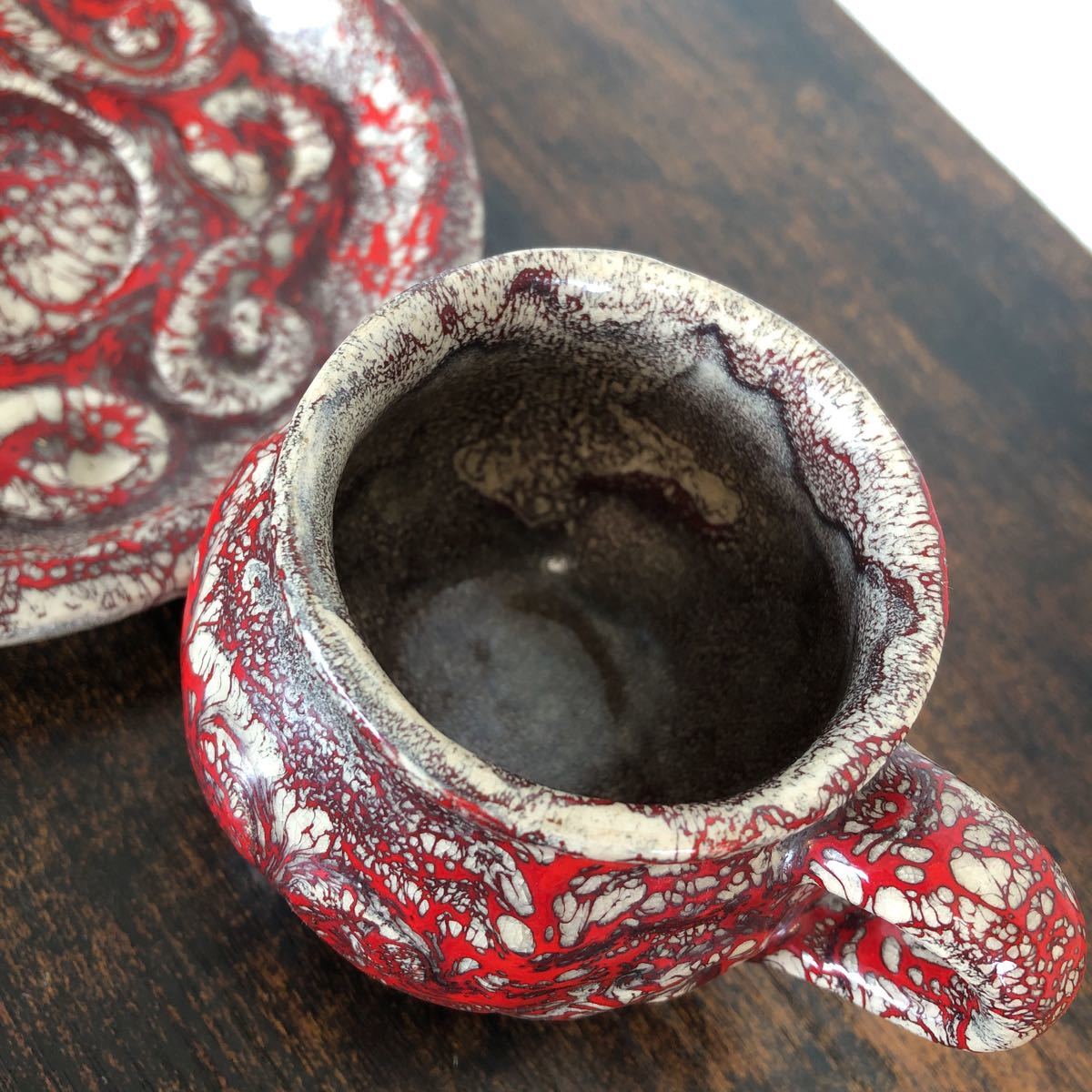箕面焼 カップ&ソーサー 松田 箕山 造 珈琲椀皿 箕面焼 造 松田 希少