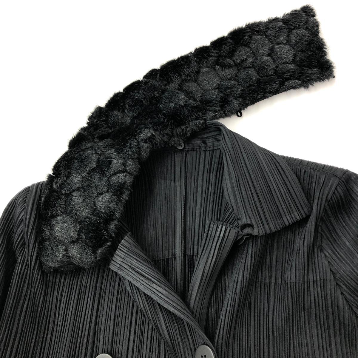 PLEATS PLEASE ファー付き プリーツ ジャケット 日本製 PLEATS PLEASE 