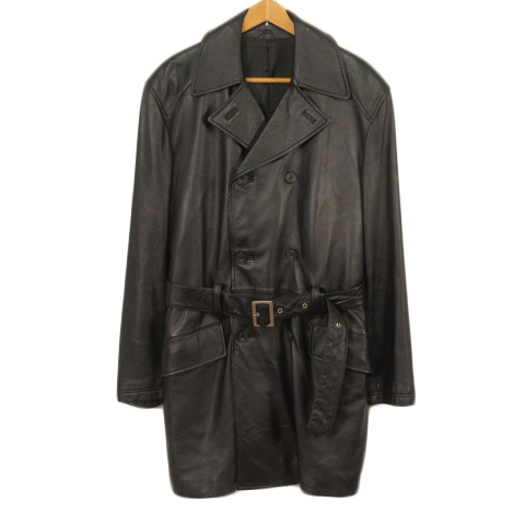 LICORICE リコリス トレンチコート レザー 羊革 LL 黒 ブラック メンズ