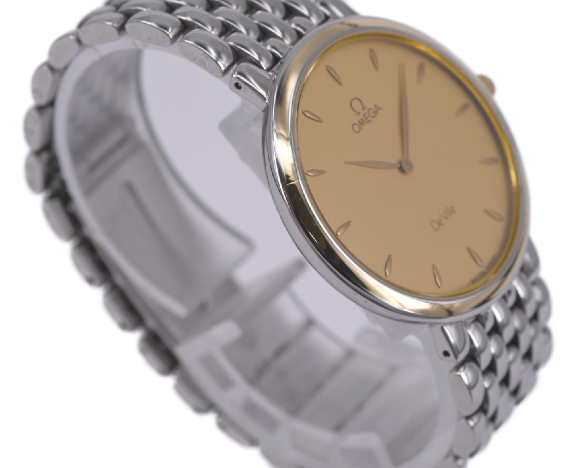 稼働品 OMEGA オメガ DEVILLE デビル メンズ コンビ クォーツ ゴールド 