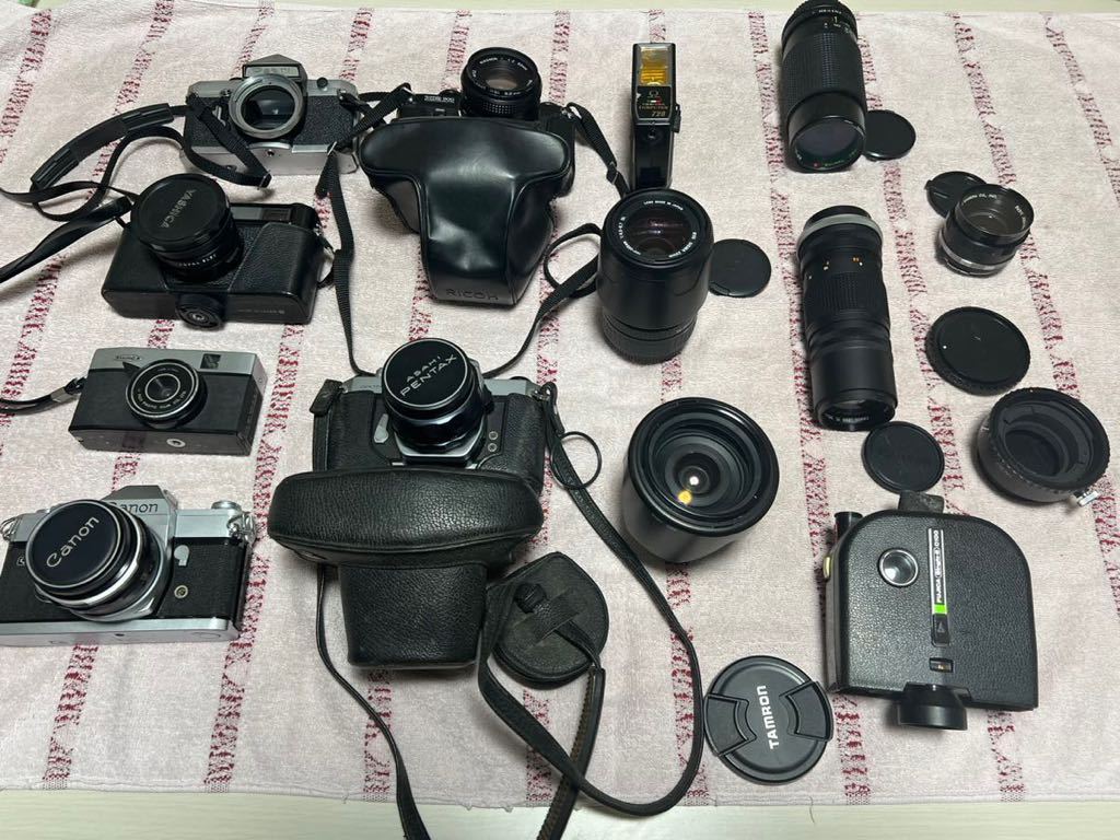 ジャンク]フィルムカメラ、レンズ他有 まとめ売り 36個 メーカー様々