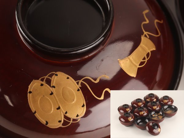 新作登場，定番人気 琴 時代漆器 溜塗図替蒔絵吸物椀十客 WH615(椀)｜売買されたオークション情報、yahooの商品情報をアーカイブ公開 - オークファン 椀