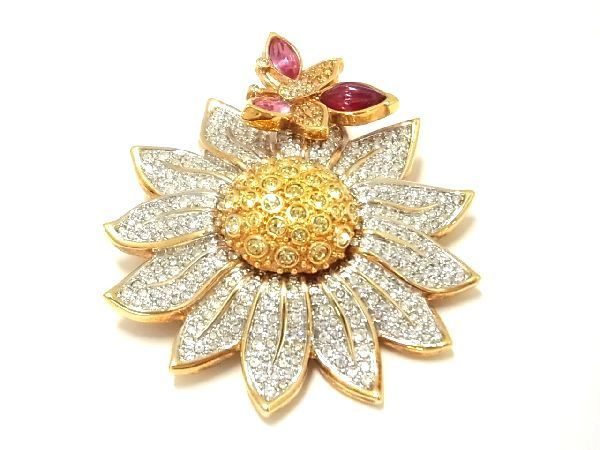美品❗️スワロフスキーお花のブローチ 1円 □極美品□ SWAROVSKI スワロフスキー フラワー 花 ラインストーン