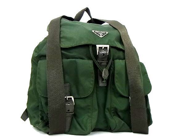 1円 PRADA プラダ テスートナイロン×レザー 巾着型 リュック