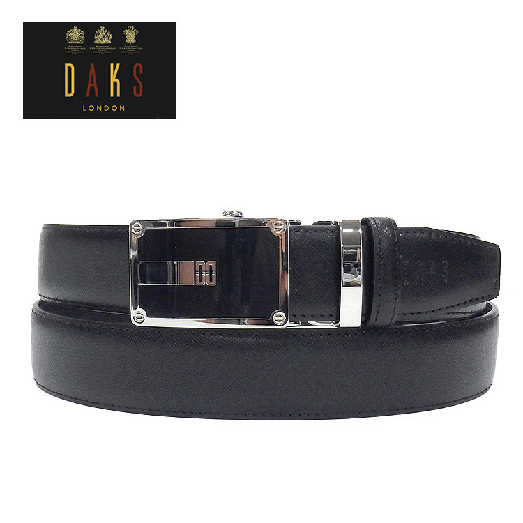 DAKS　メンズレザーベルト　黒　ダックス　オートロック式　穴なし　ビジネスベルト　送料無料　DAKS-BT02