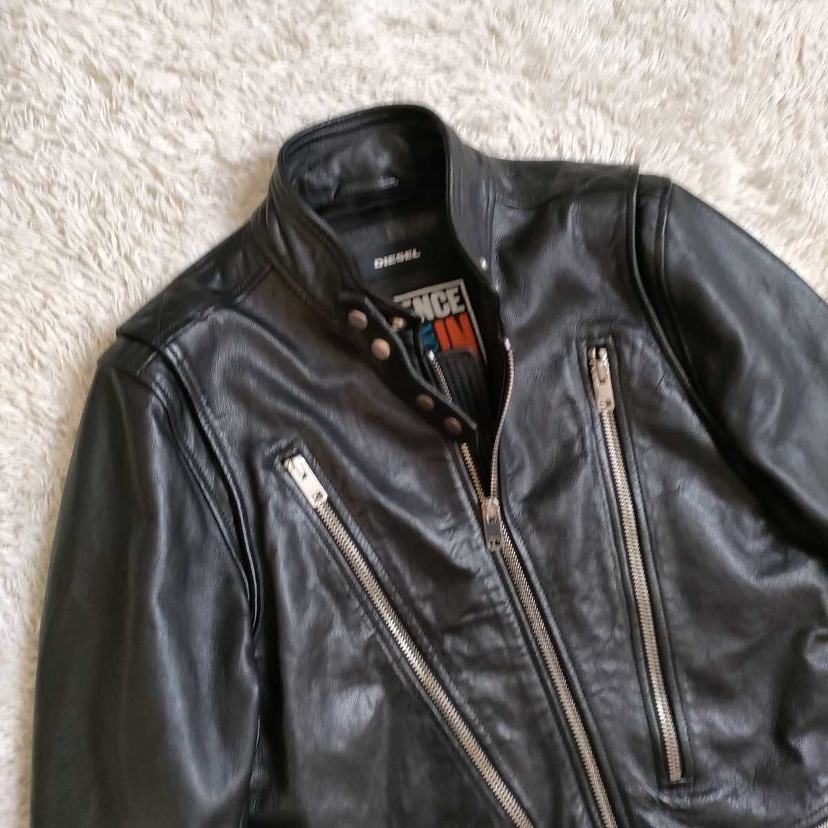 DIESEL ディーゼル SILENCE シングルライダースジャケット 羊革 L 