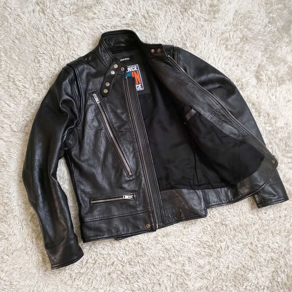 DIESEL ディーゼル SILENCE シングルライダースジャケット 羊革 L 