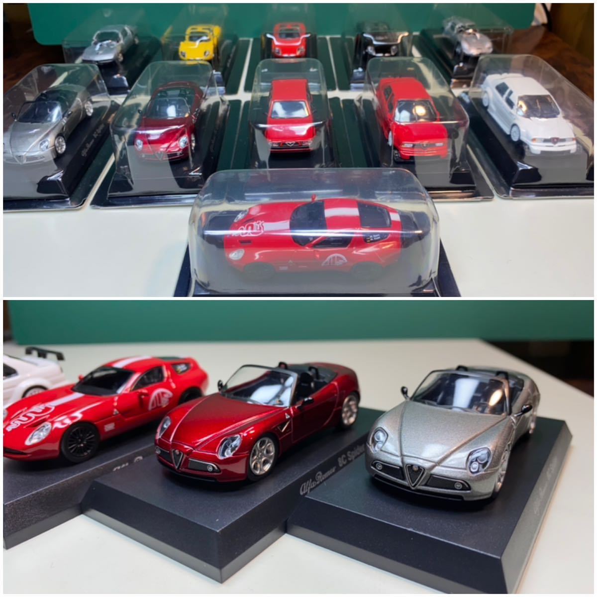京商 1/64 アルファロメオ ミニカーコレクション2 ，４絶版 8Cspider TZ3corsa Tipo33 155V6ti等まとめて11台セット