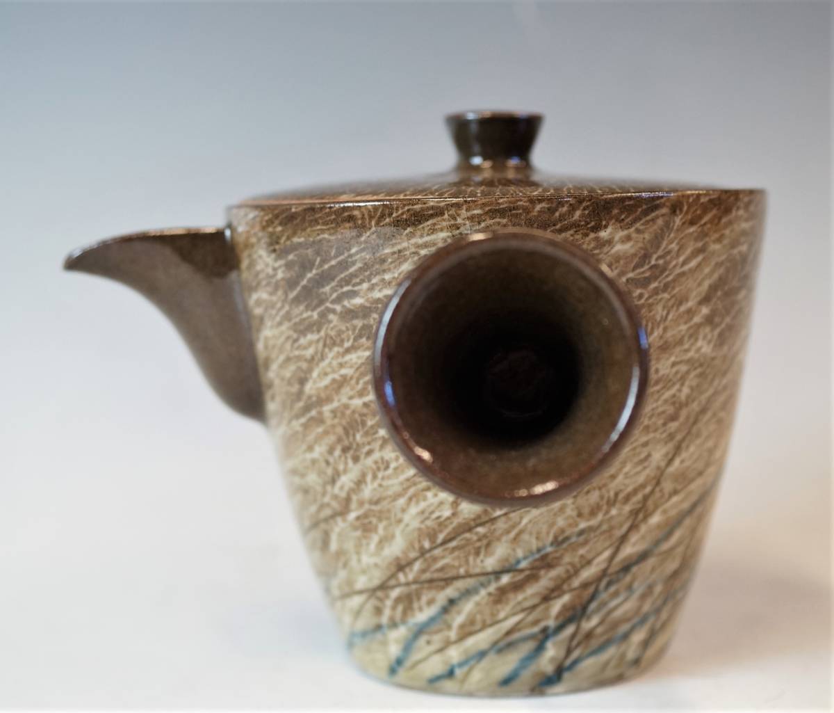 奥田康博 呉須釉急須碗揃 共箱 煎茶道具 煎茶器 煎茶碗 茶壺