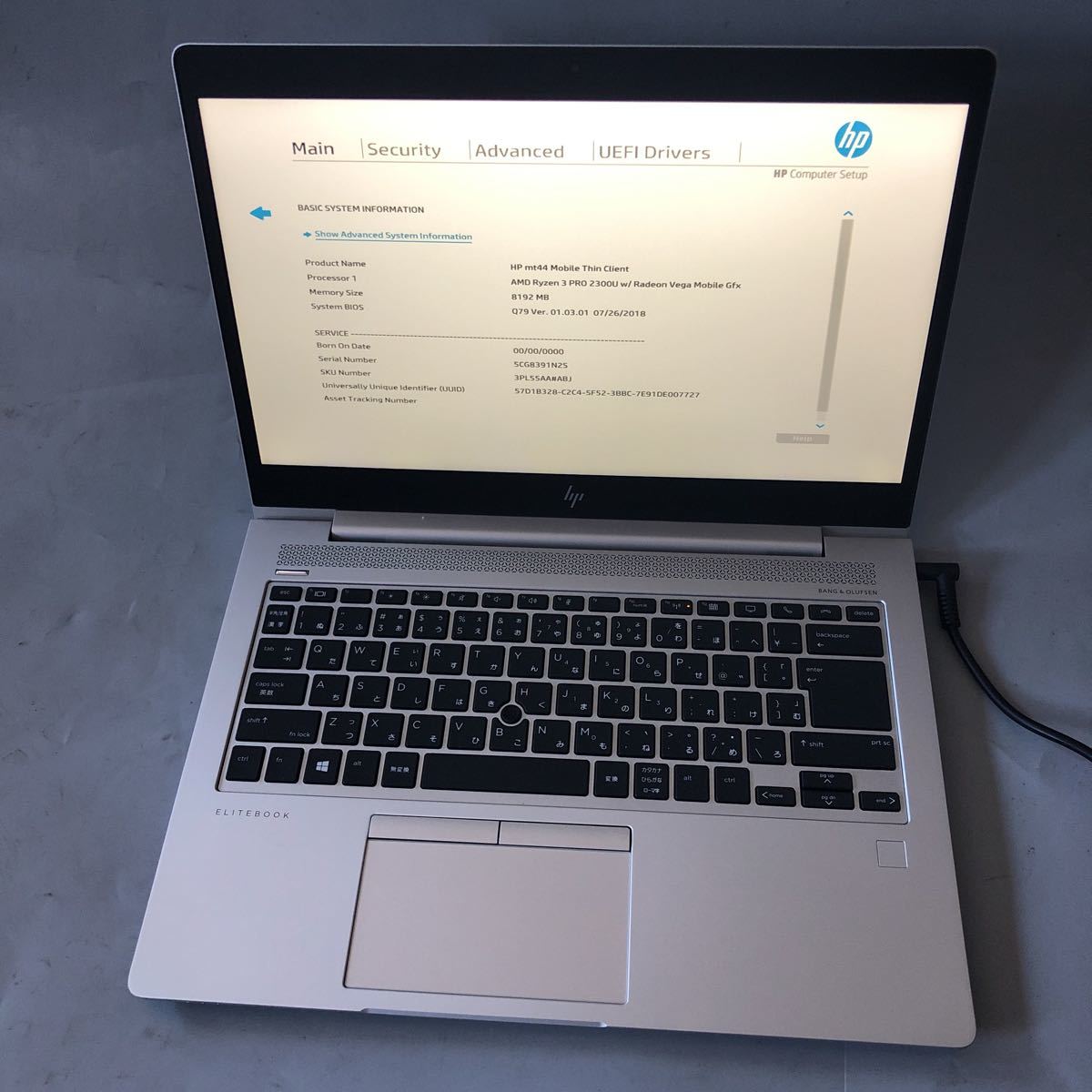JXJK2668 /HP mt44 Mobile Thin Client /CPU:AMD Ryzen 3 Pro 2300U 2.00GHz/メモリ8GB/128GB /動作未確認/BIOS確認済