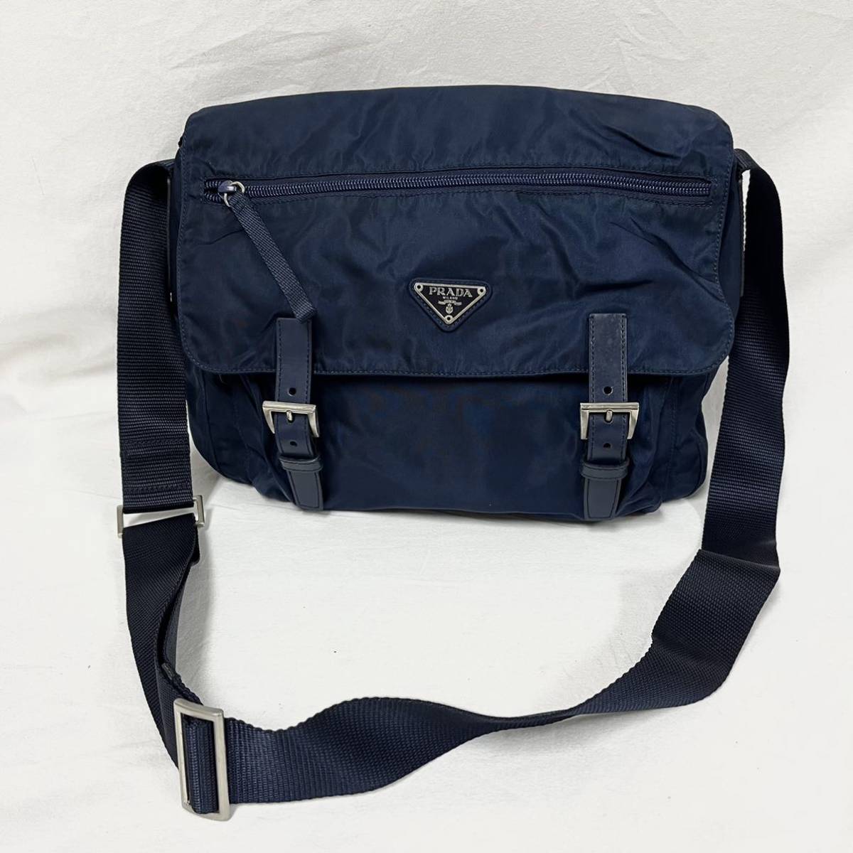 PRADA プラダ ショルダーバッグ ブルー 三角ロゴ ナイロン 肩掛け 
