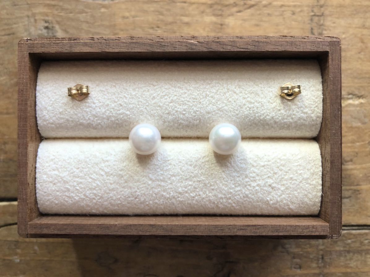 あこや　パール　本真珠　スタッドピアス　7.8mm テリ良　一粒ピアス　ラウンド