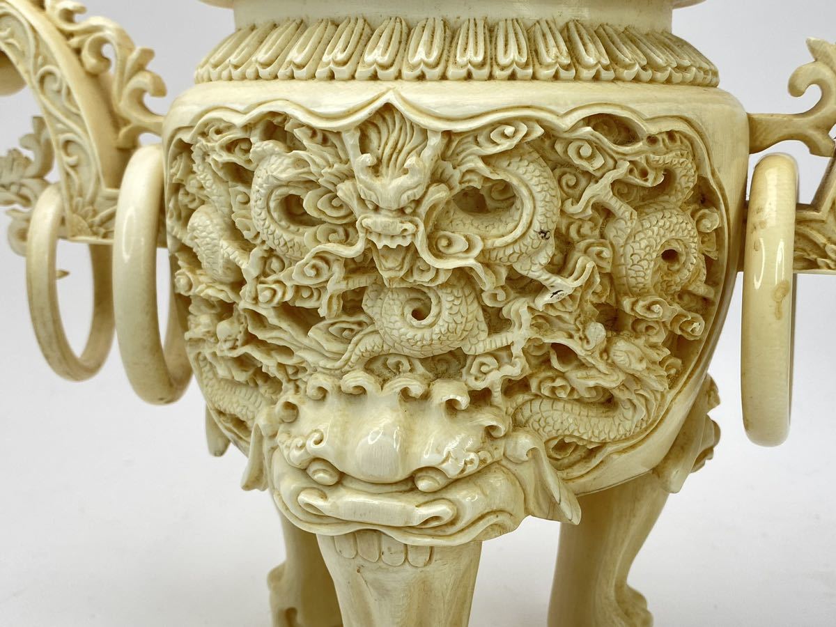 獅子彫刻の象牙風香炉 獅子彫刻の象牙風香炉 【公式通販】