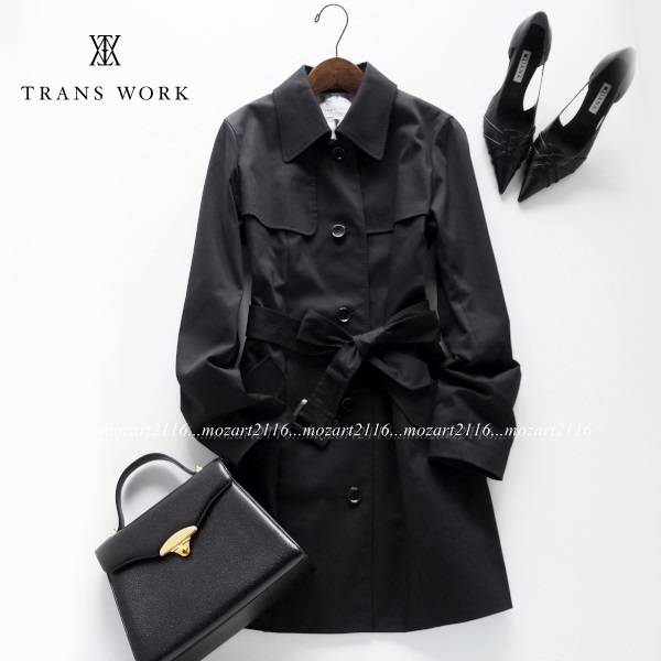 美品♪トランスワーク・三陽商会 トレンチ風コート黒 40