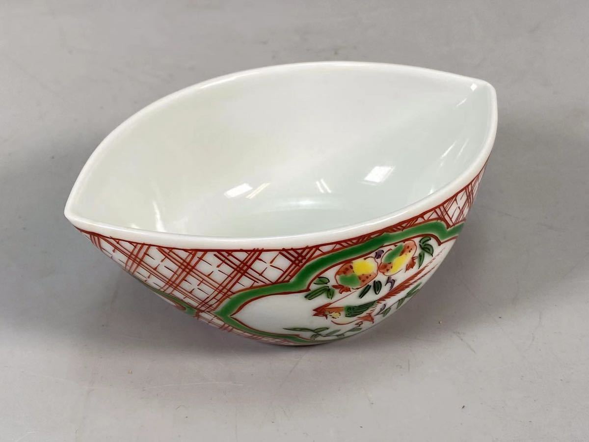 【陶文堂】1円～B0402 赤絵 赤格子花鳥絵 平安吉兆作 宝瓶 公道 六客湯呑 茶道具 時代物 煎茶道具 美術品 茶器セット 共箱 _7