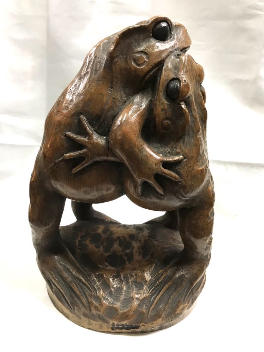 竹根 一刀彫 カエル 相撲 蛙 置物 彫刻 木製 竹 木彫 (東洋彫刻)｜売買  