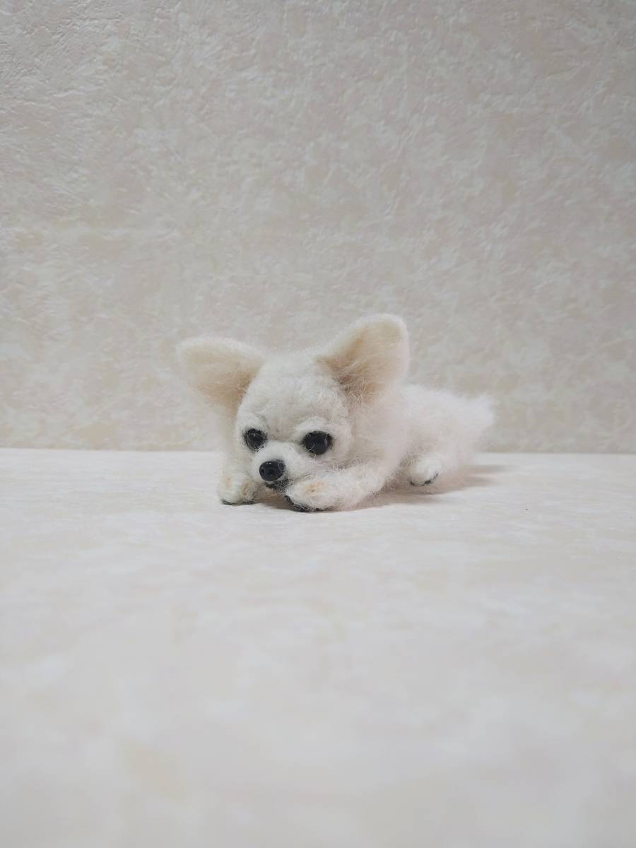 チワワ☆白4㌢☆犬☆羊毛フェルト☆ハンドメイド(羊毛フェルト)｜売買
