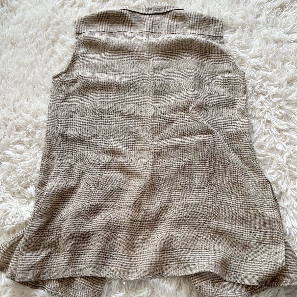 MaxMara 高級白タグ イタリア製 セットアップ リネン グレンチェック