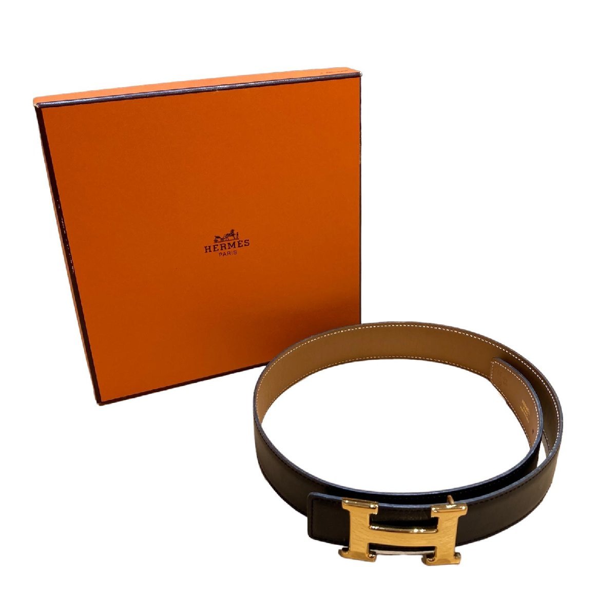 エルメス Hベルト レザー ゴールド金具 65 〇Z 刻印
