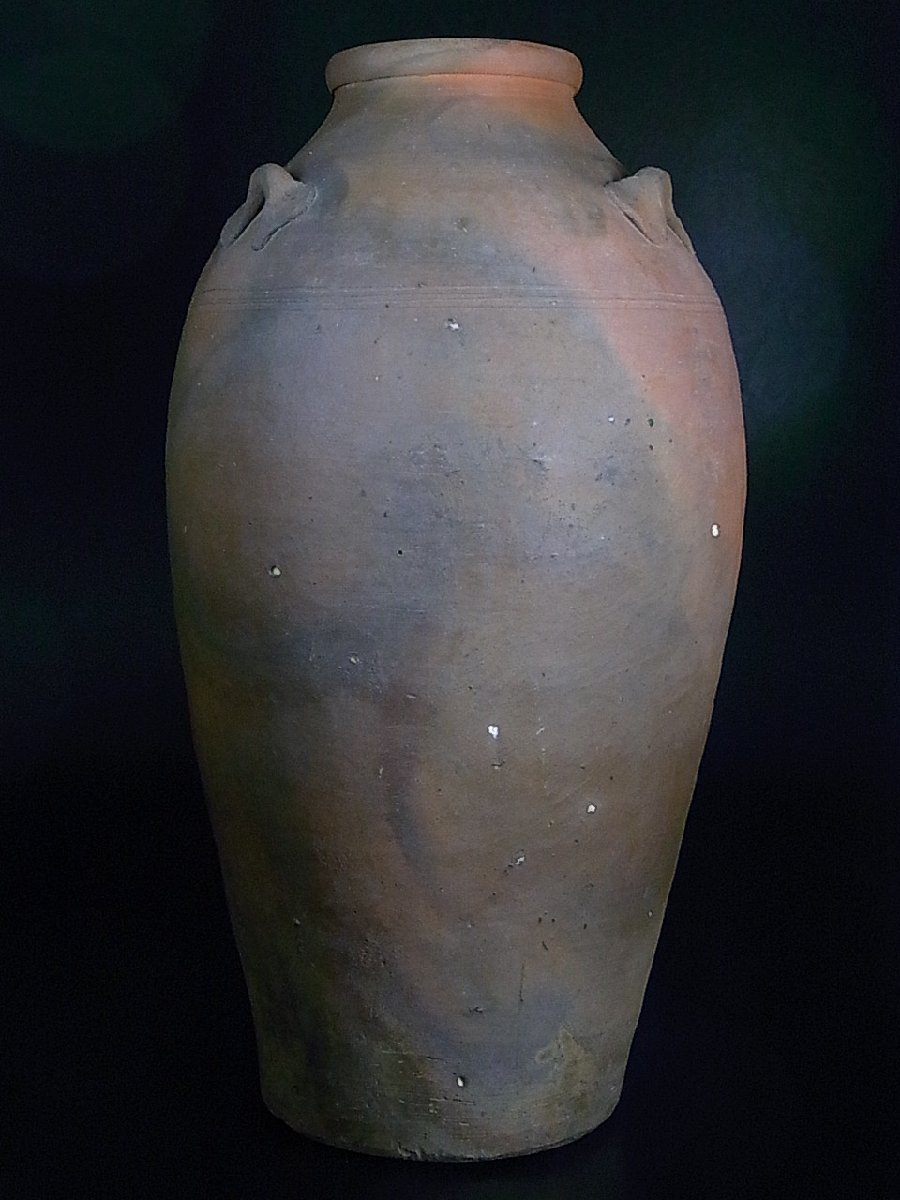 琉球古陶 小壺 骨董 アンティーク 一輪挿し 沖縄 陶器 焼物 珍品 琉球 銭甕 焼締め 壺 特大 51㎝ ジンカーミ 検 古琉球 壺屋焼