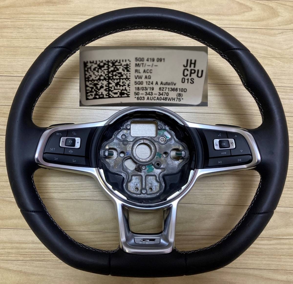 VW純正 GOLF7 ゴルフ7 R系 D型 レザーステアリング MFSW/パドル付