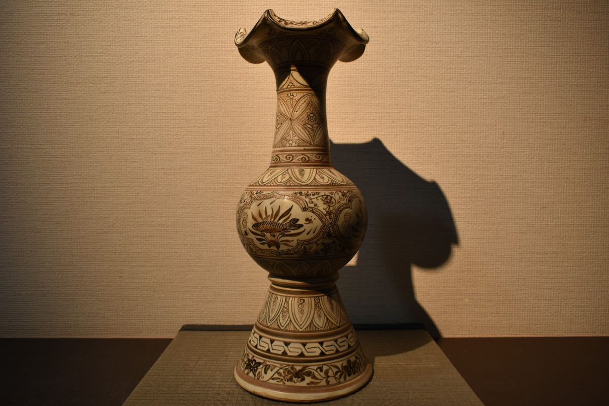 GE】Y1419【コレクター所蔵品】時代 磁州窯瓶 /骨董品 時代品 美術品 