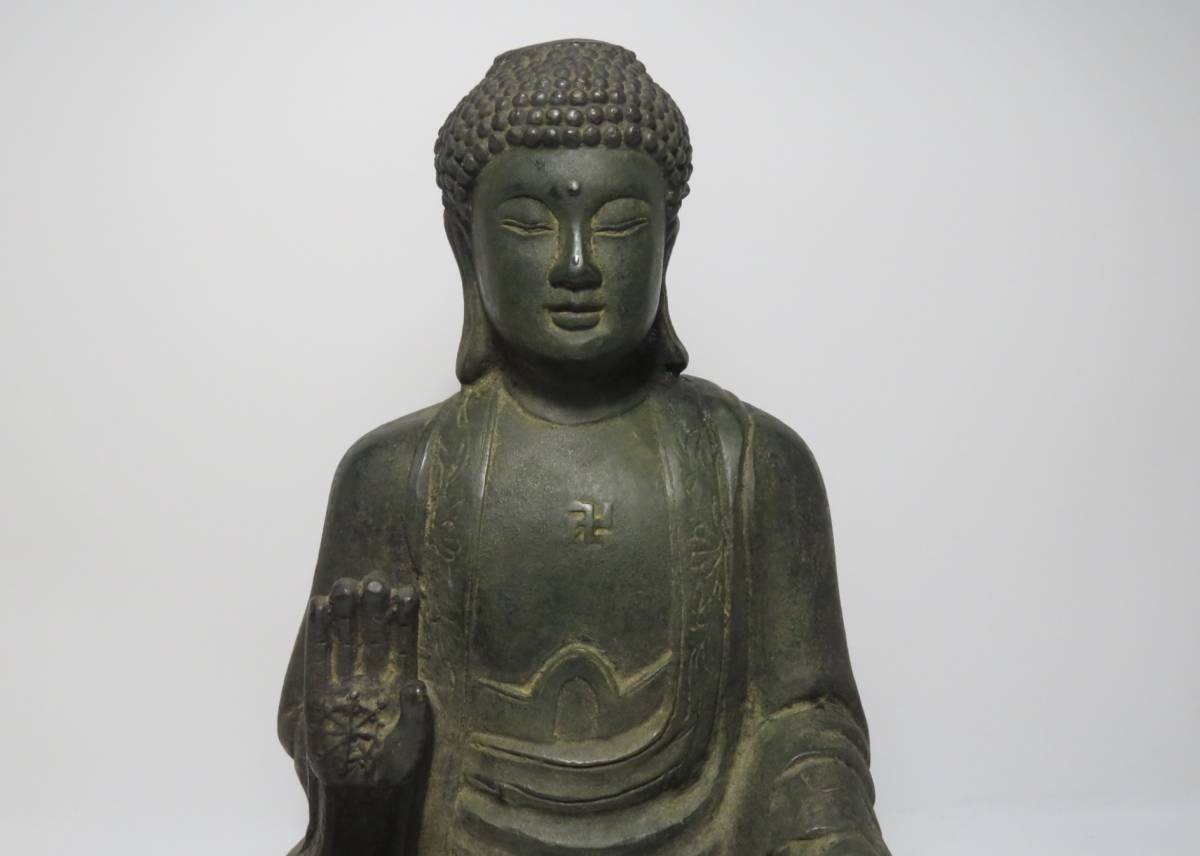仏教美術 旧家初出 時代 釋迦牟尼佛像擺件 如来 仏像 H32cm