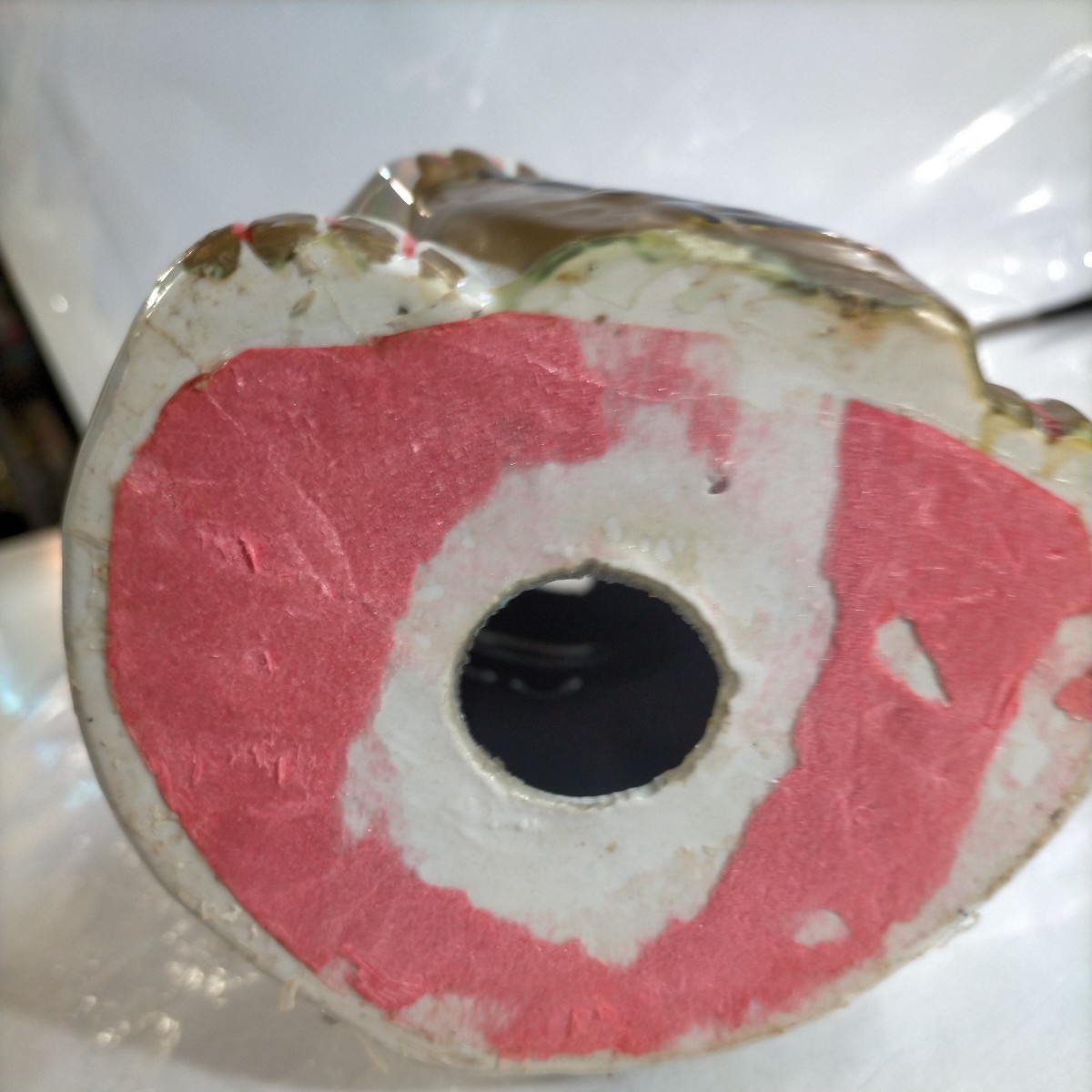 昭和レトロ 貯金箱 招き猫 商売繁盛 高さ20cmオパール焼き七宝焼 