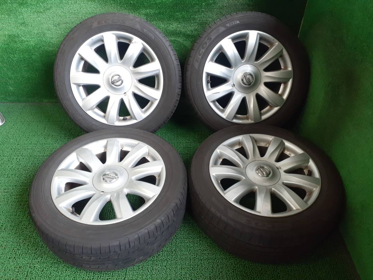 ヨコハマ ECOS ES31 215/55R17 日産 純正 17×7J +45 夏タイヤ付4本 流用や履き潰しにも 中古 売切!!