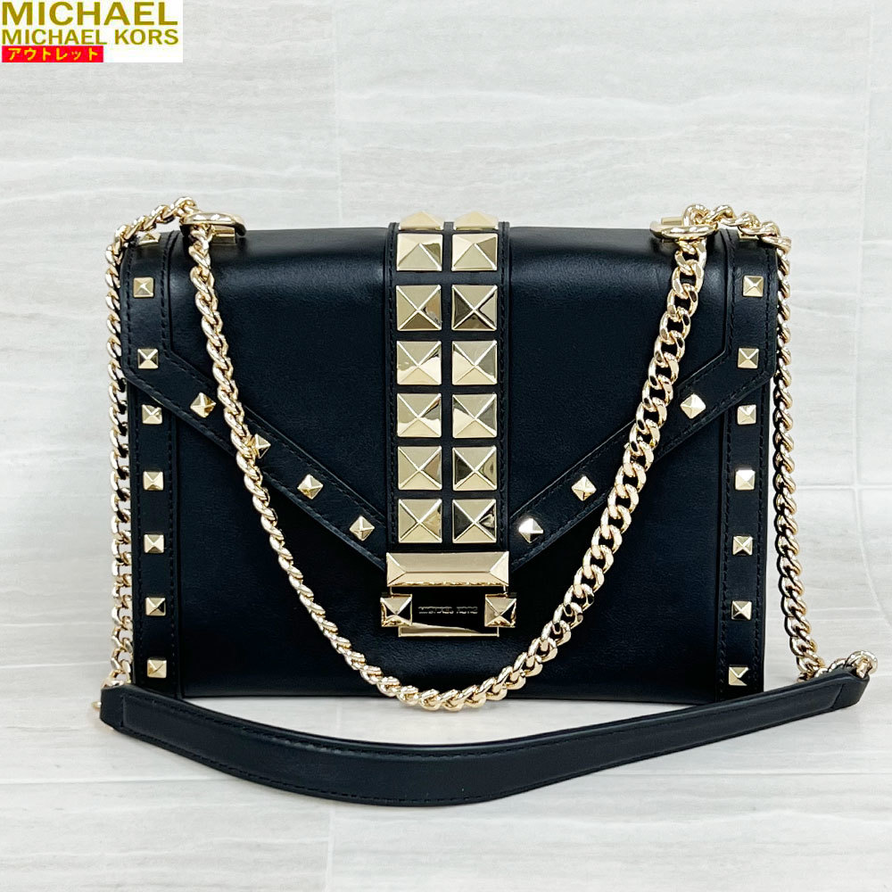 MICHAEL KORS マイケルコース アウトレット・新品 スタッズ ショルダーバッグ 30S0GWHL7L ブラック レザー レディース クロスボディ 2WAY