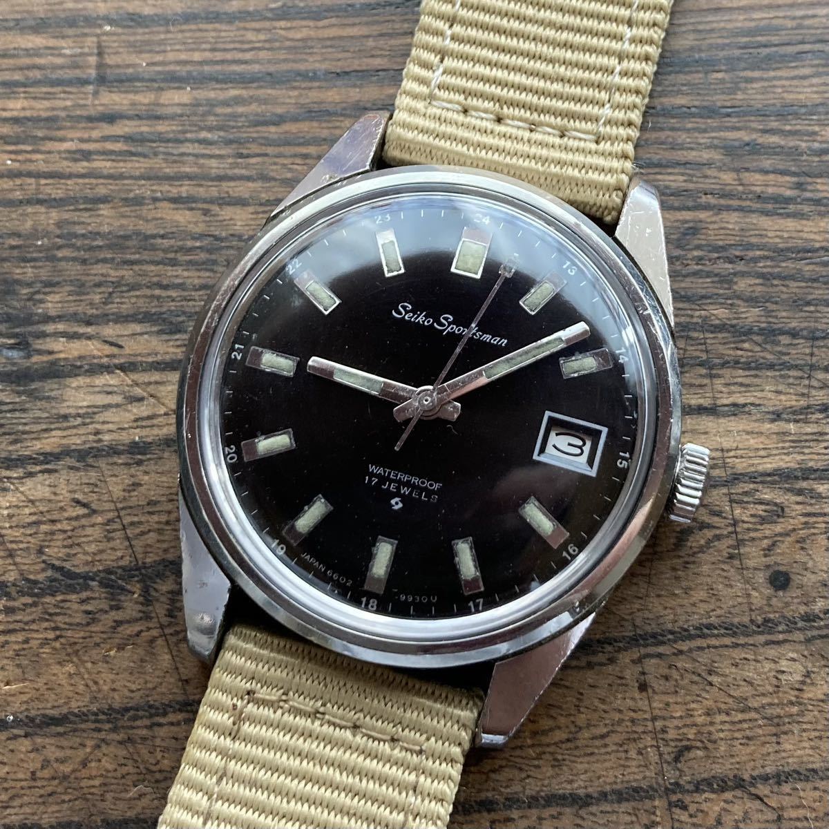 SEIKO セイコー スポーツマン 6602-9982 ブラックミラー 夜光