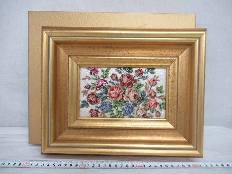 M2338 久家道子 プチポアン 刺繍 薔薇 額装 プチポワン
