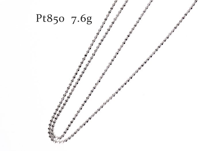 C-64☆地金 Pt850 ボールチェーン ロングネックレス 7.6g/スライド68cm