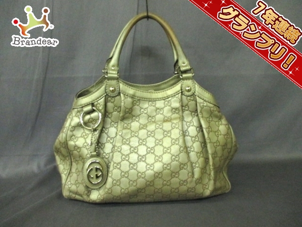 とし様確認用 グッチ ハンドバッグ シマライン 21194 ゴールド レザー GUCCI 【公式