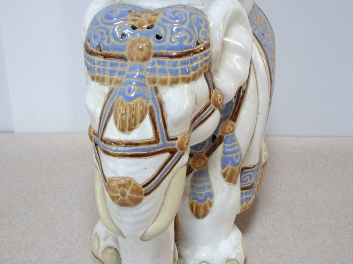 ts 象 陶器 置物 縁起置物 花台 アジア象 飾り台 インテリア オブジェ 