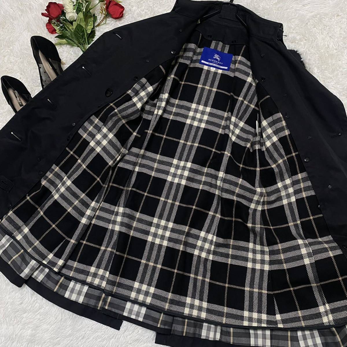 極美品】 バーバリーブルーレーベル BURBERRY ノバチェック トレンチ