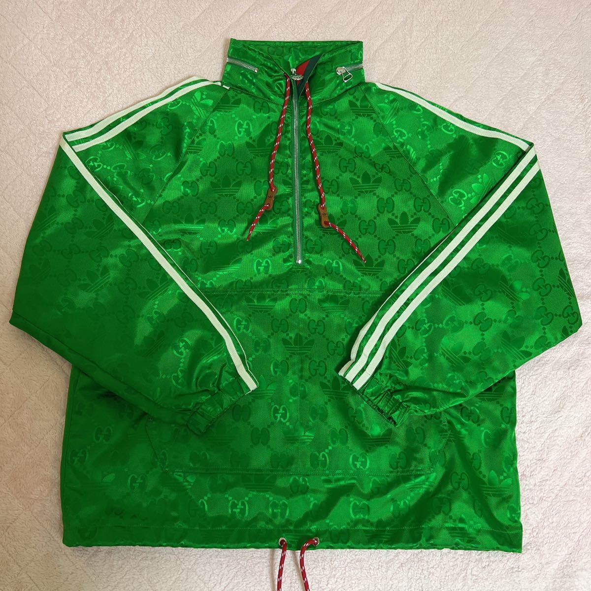 期間限定値下げ【新品】adidas x Gucci グッチ アディダス マクロGG&アディダス柄 ジャケット サイズ ４４ コラボ限定品 即完売品