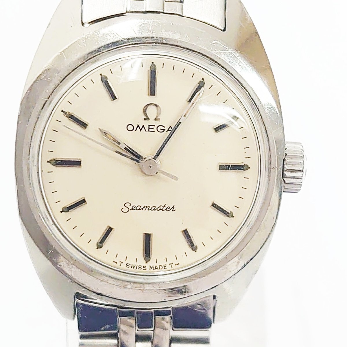 1円スタート】OMEGA オメガ シーマスター SS シルバー文字盤 手巻き 