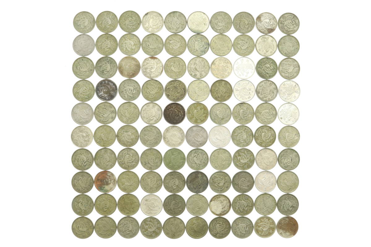 VMPD5-41-1-4 100円銀貨 鳳凰 東京オリンピック 1964 日本 百円 銀貨 硬貨 昭和 古銭 貨幣 旧貨幣 100枚セット 額面10000円 約480g 中古