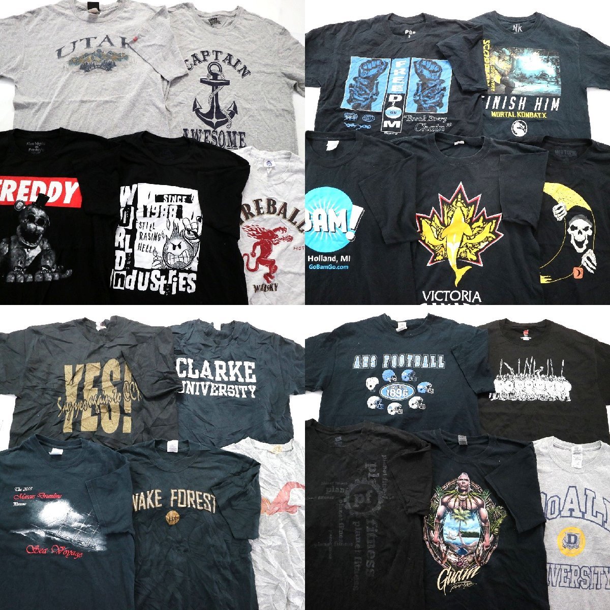 ◎黒　グレーTシャツ set 文字プリント含む 他 (メンズL////) 20枚セット まとめ売り 古着卸 1円スタート 最落なし MM7702