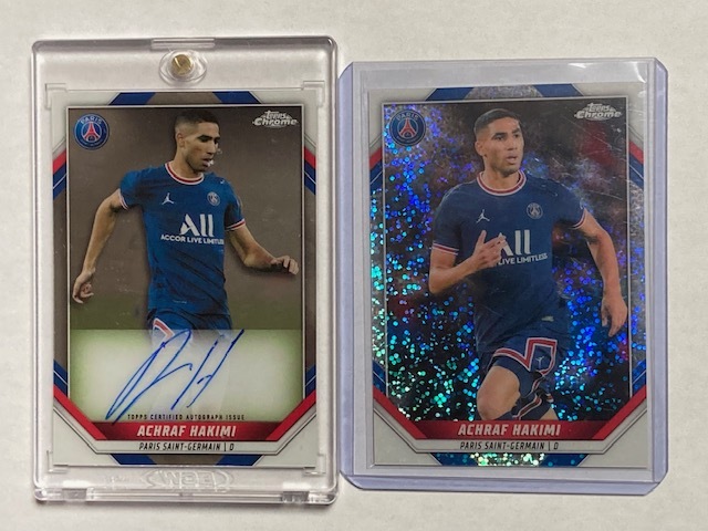 2021-22 Topps Chrome Paris Saint-Germain Team Set Achraf Hakimi 直書きサインカード アクラフ・ハキミ 2枚セット