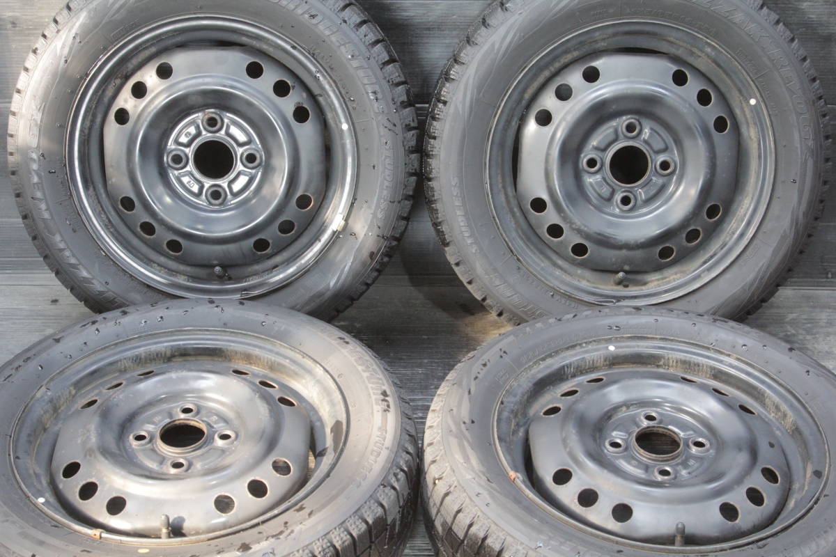 ピC/条件付送料無料 在庫処分セール 超バリ山 ブリヂストン 冬タイヤ REVOGZ 155/65R14×4.5J 4H PCD100 ダイハツ純正ホイール 4本セット