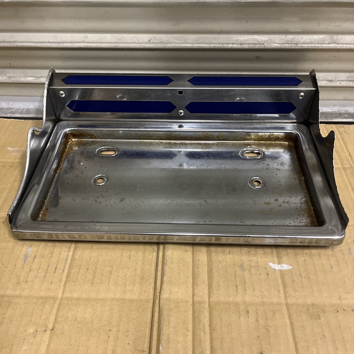 留美  当時物 ステンレスナンバー枠 レトロ デコトラ アンドン バイザー 当時物 稀少 鏡面ステンレス製 アンドン バイザー付き ナンバー枠