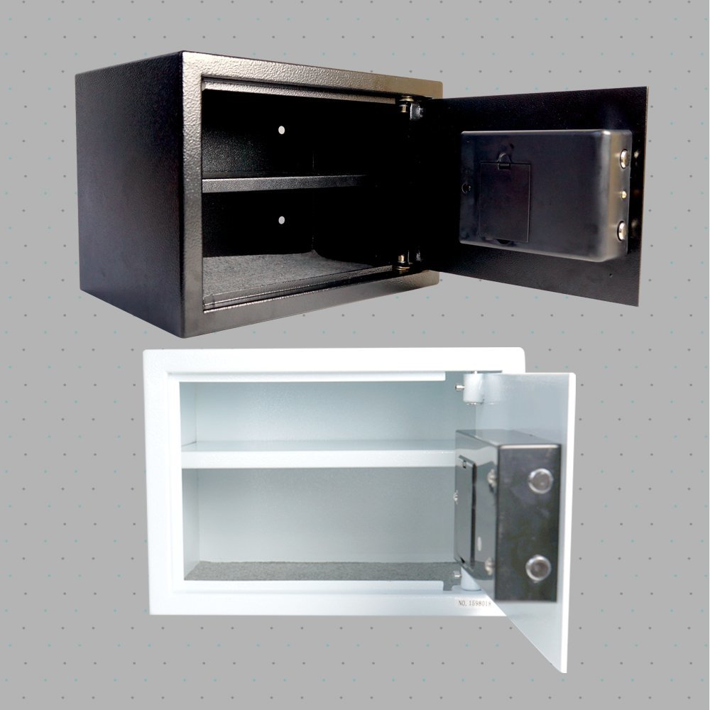 ★A4サイズ テンキー式 防犯金庫 保管庫 防犯対策 鍵付 電子金庫 店舗用 防犯 ホワイト XB005W