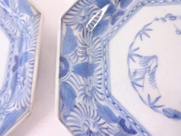 89348# 【1円～】古伊万里 染付八角皿5客揃