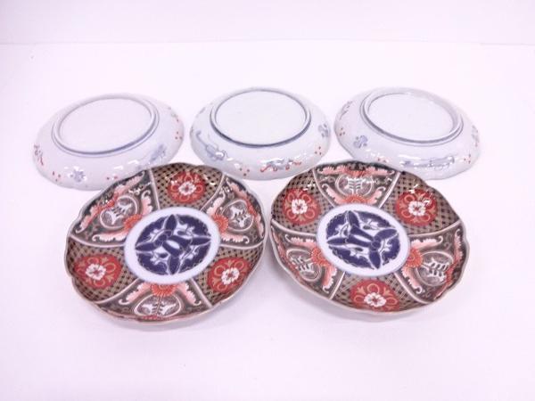 豪華絢爛 古伊万里 金彩 祥瑞花丸紋 銘々皿揃 5枚セット 中皿 色絵 和皿