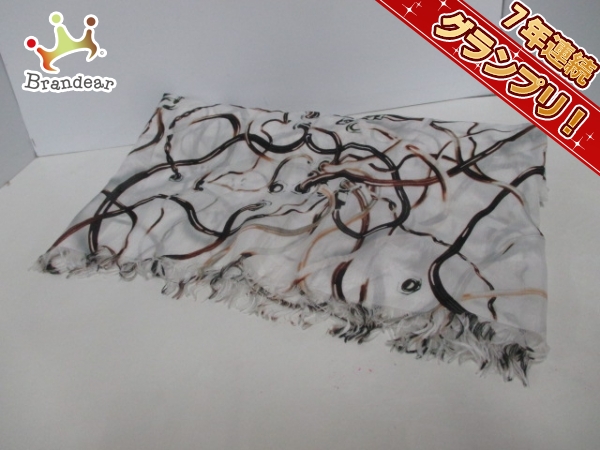 ヨウジヤマモト ストール(ショール) 新品同様 アイボリー×黒